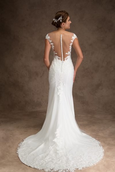 Satin Wedding Dress with Illusion Neckline