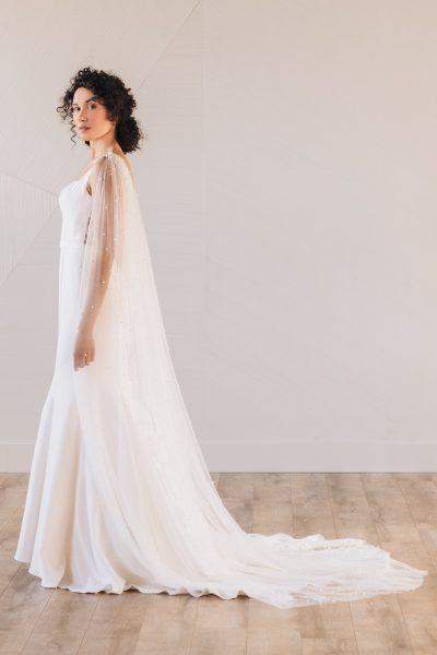 Ruth - Wedding Pearl Cape Veil - Cathedral Length