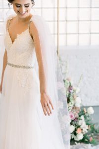 Tulle bridal capes, A-line wedding dress, no veil