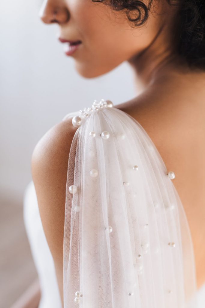 Pearl bridal capes non veil options for brides