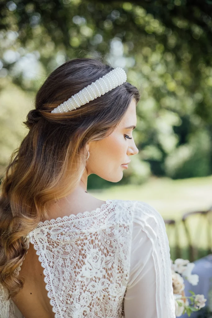 pearl bridal band thick non-veil wedding options