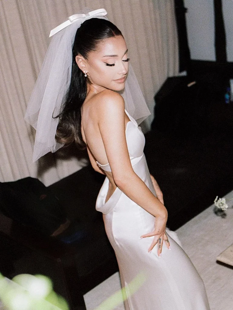 Ariana Grande 2021 celebrity wedding dresses get the look silk sexy wedding gown