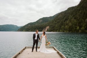 Wedding Dresses you can try at home vintage lace dress lake wedding dresses bride and groom on a dock