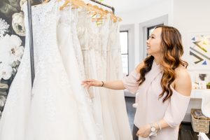 woman shopping for her wedding gown, wedding gown shopping