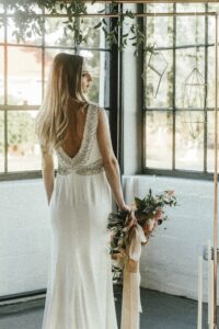 glam bridal style Grecian goddess wedding dress beaded old hollywood glam bride