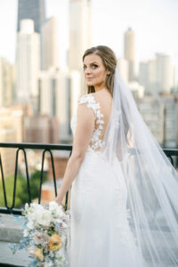 illsuion low back wedding dress lace rooftop wedding