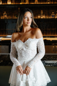 long sleeve lace wedding reception dress