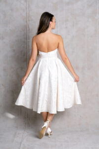 low back strapless wedding reception dress midi modern