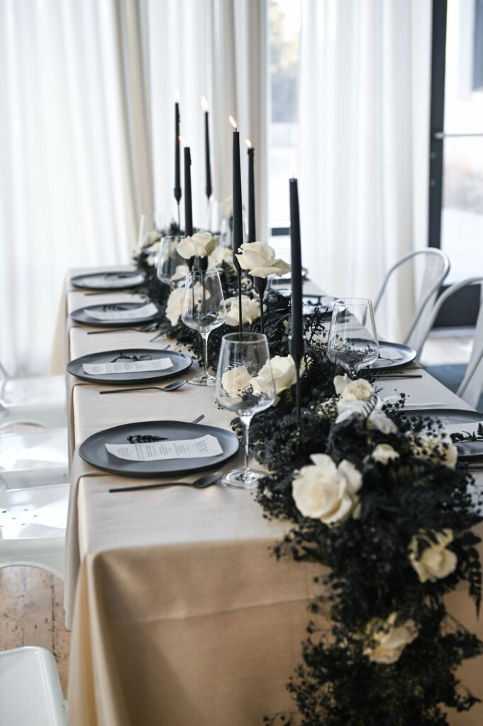 Chicago modern wedding inspiration black and ivory