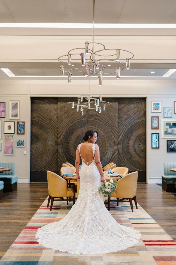 art deco low back wedding dress