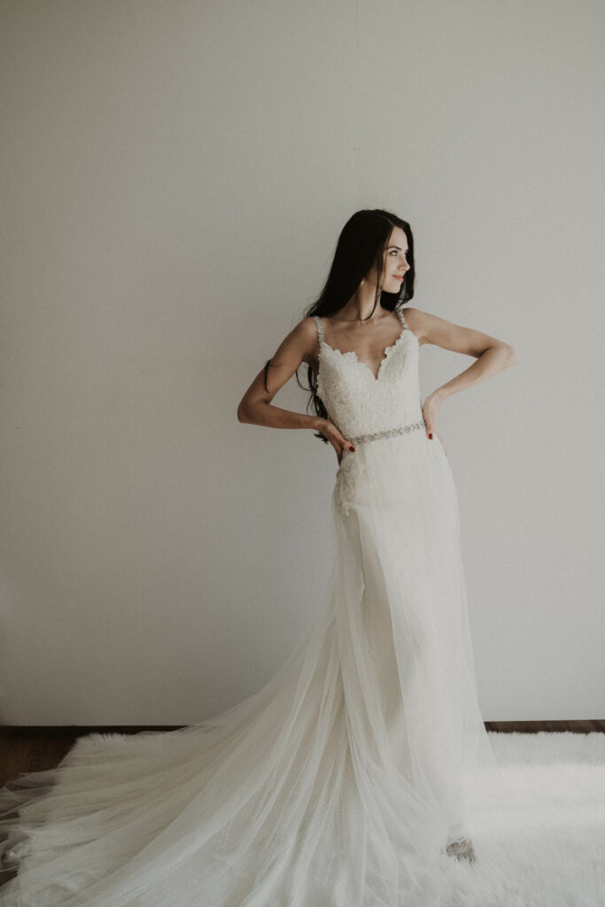 romantic wedding dress Chicago beaded straps