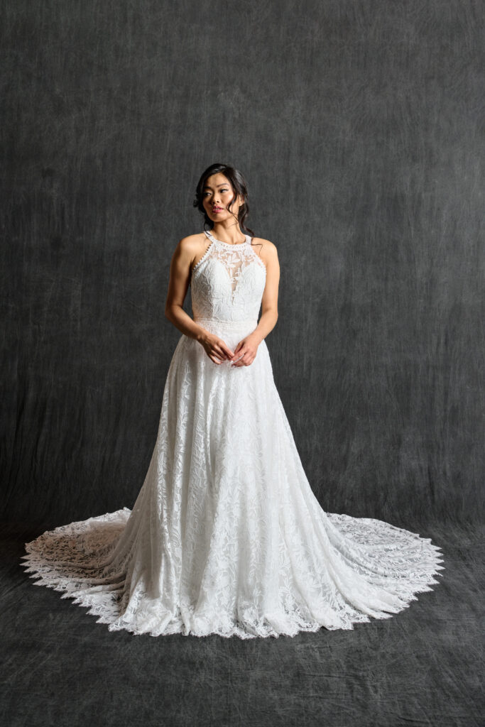 Ruth dress lace ballgown wedding dress with high halter neckline