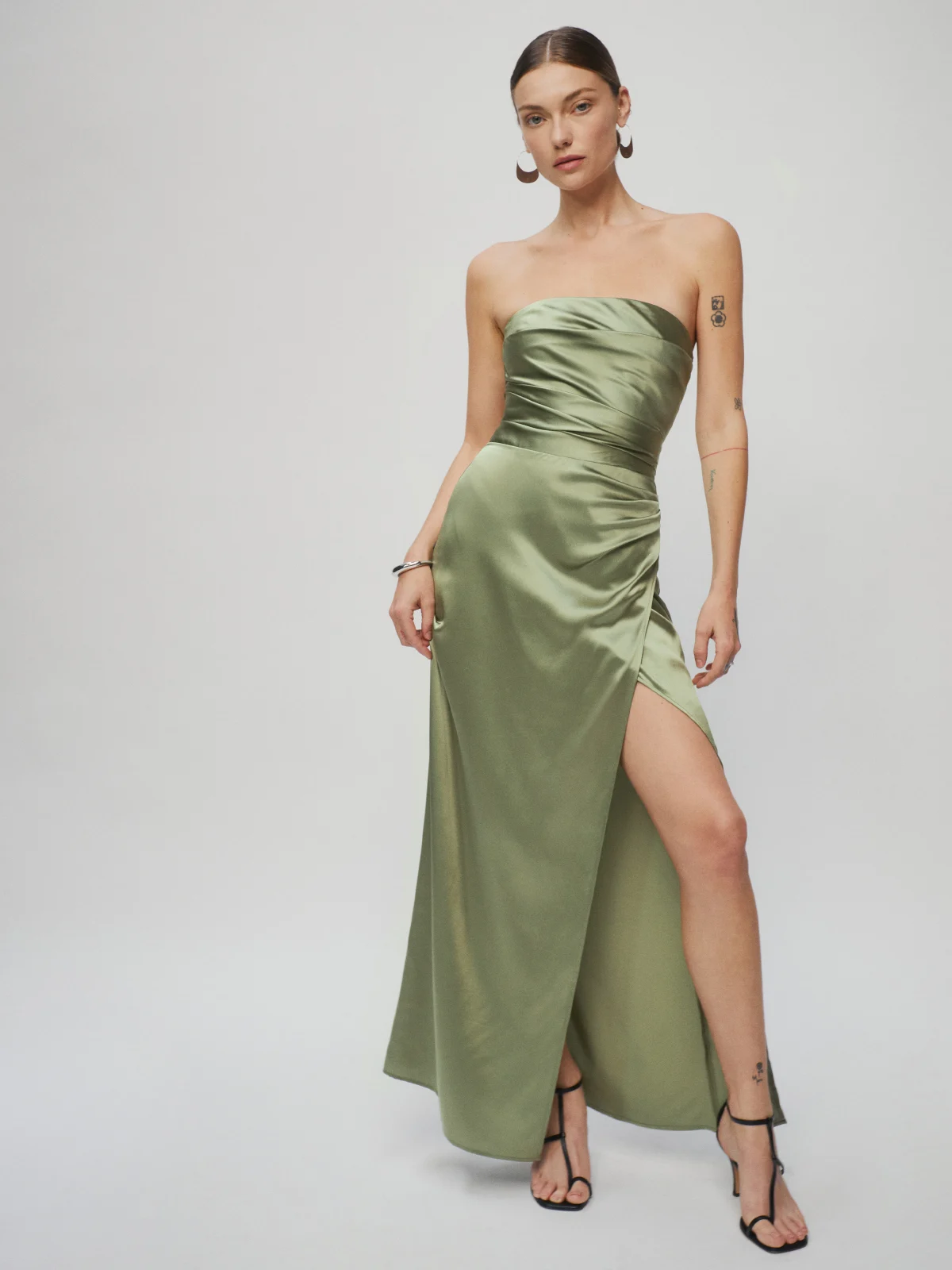 silk green bridesmaid dress