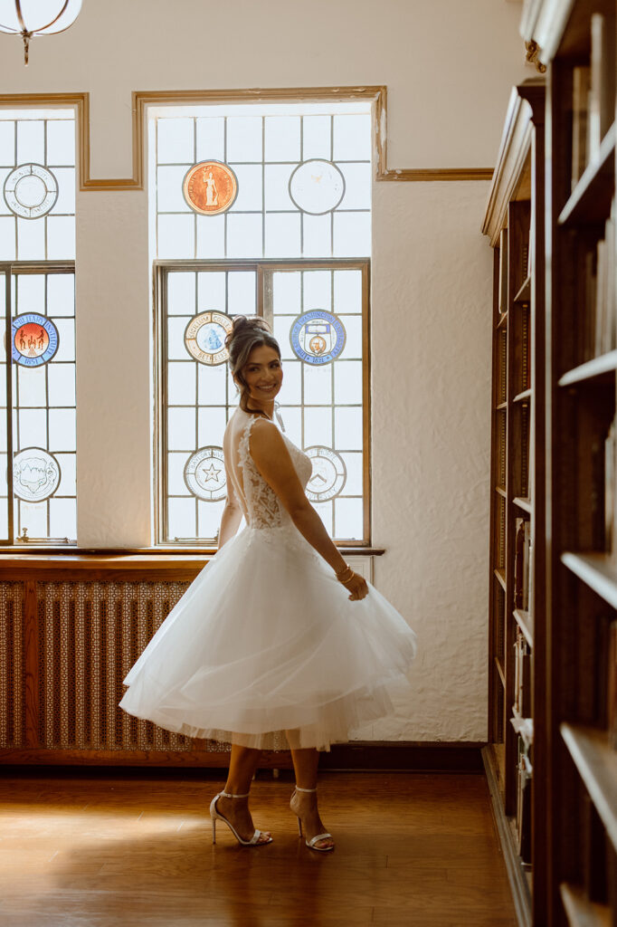 second look wedding dress midi length tulle dress
