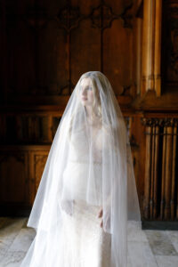 vintage-inspired wedding dresses vintage lace fitted bridal gown with blusher tulle veil