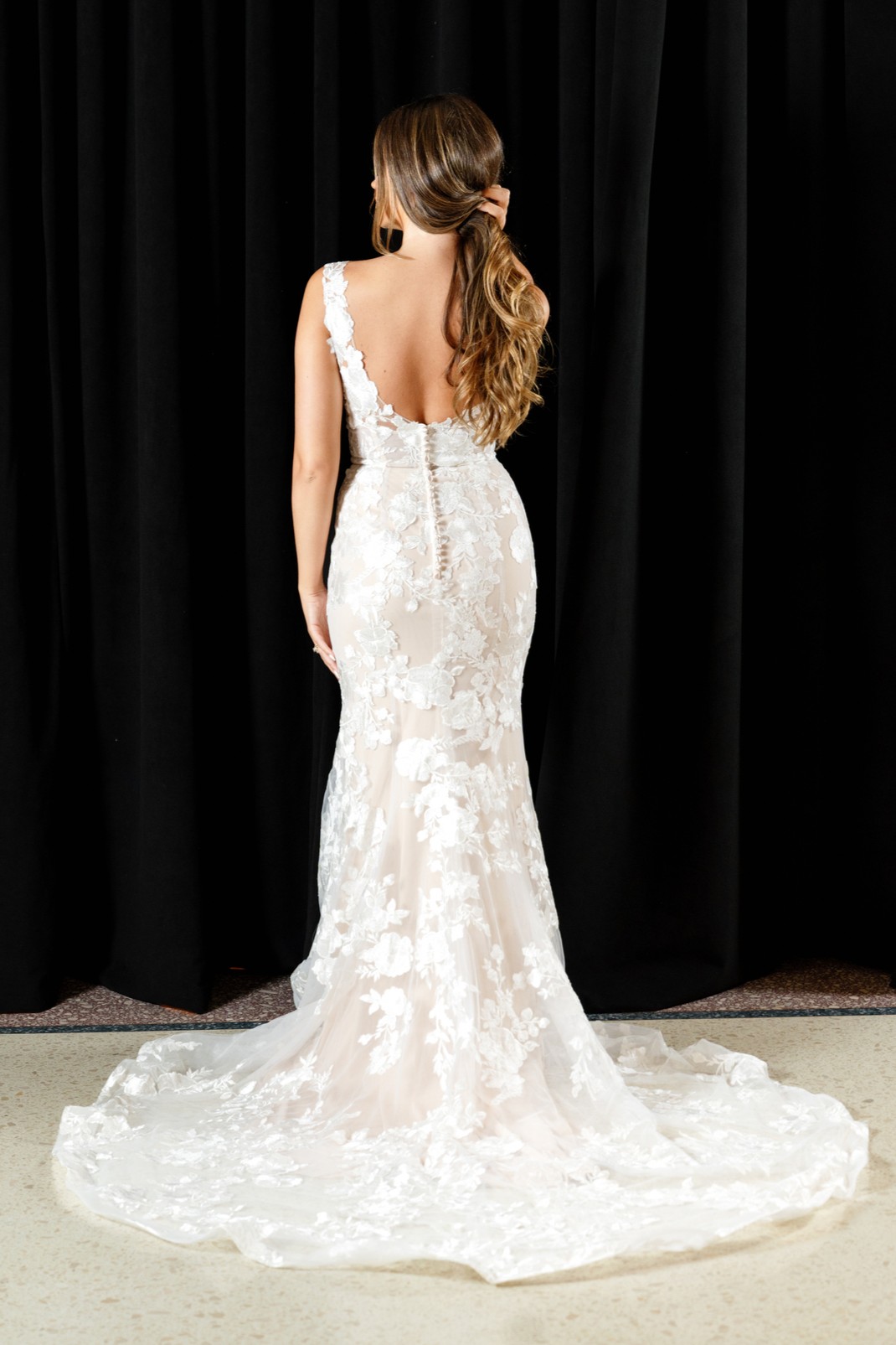 Grace and Ivory Ida Lace Mermaid Wedding Dress_ back