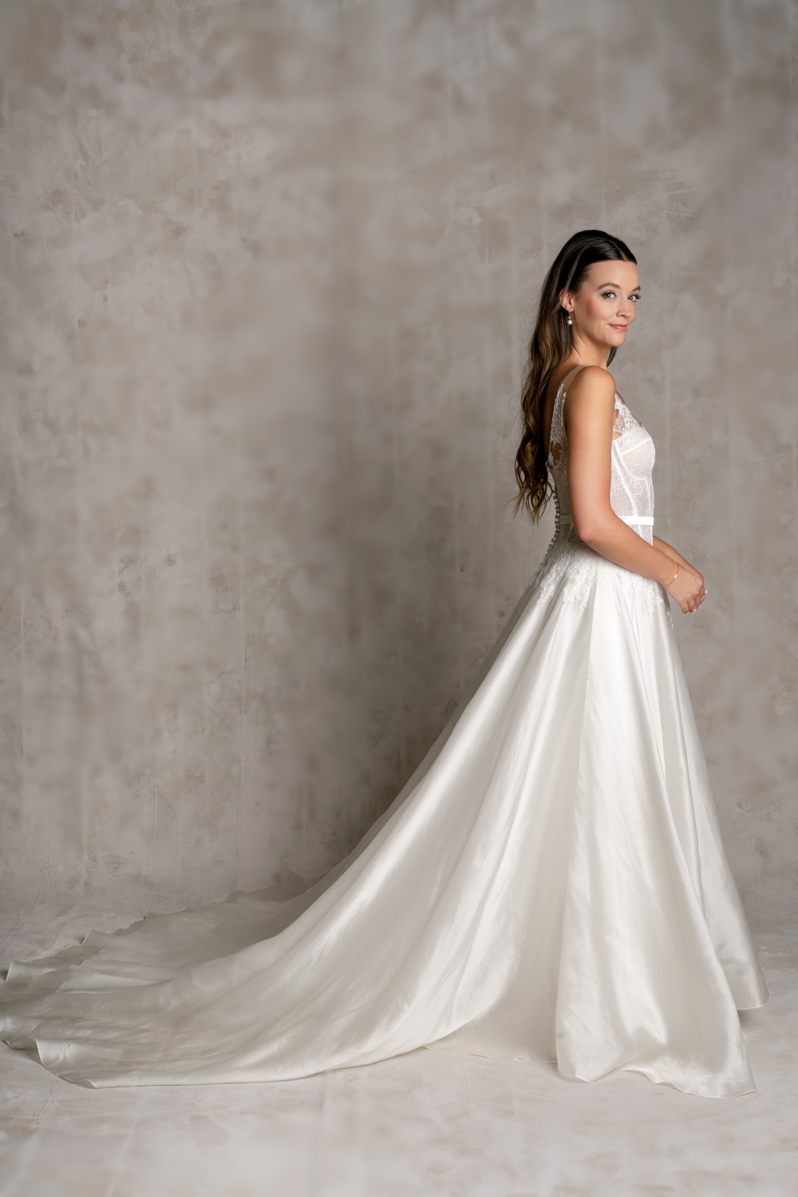 white christmas dresses Vintage Long White A-Line Satin Strapless Corset Wedding Dress main image 1