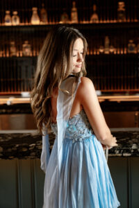 Hailee "Something Blue" Silk Wedding Dress, Cocktail Length