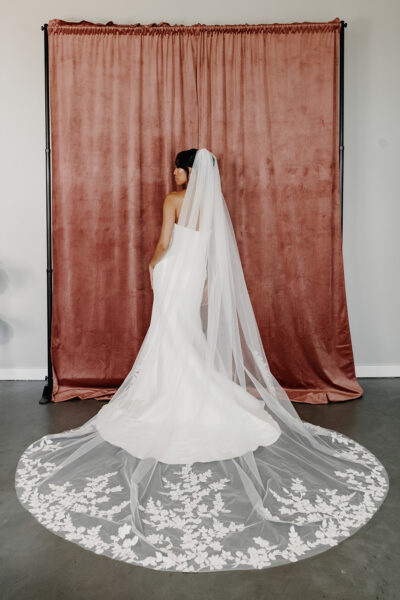Long Floral Train Veil