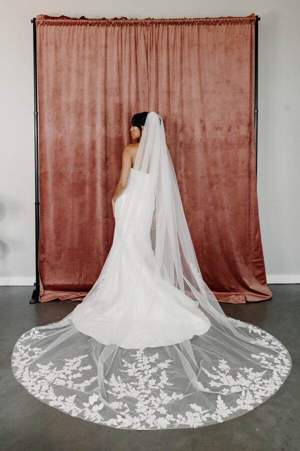 Long Floral Train Veil