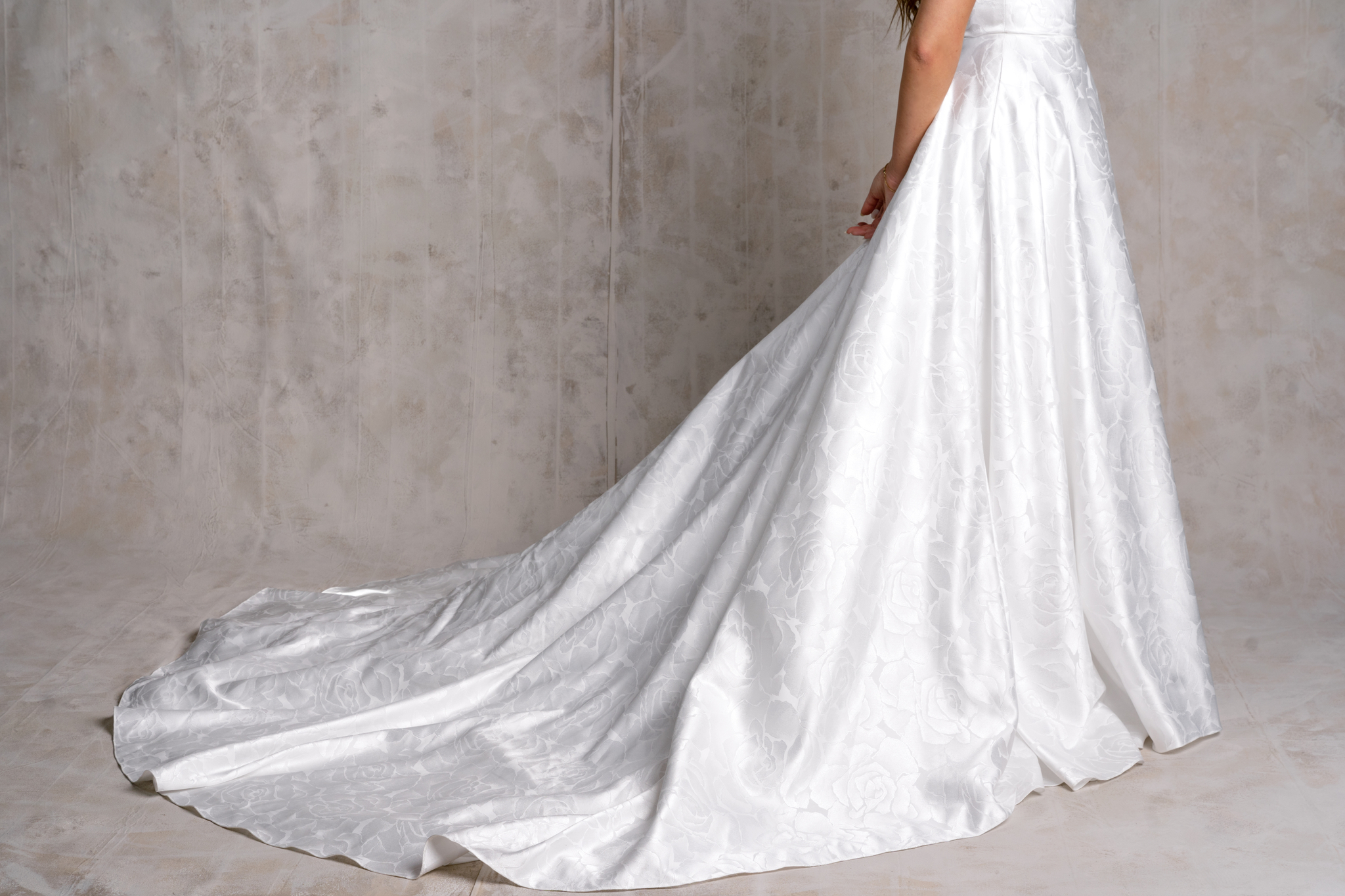 romantic bride gowns brocade fabric ballgown