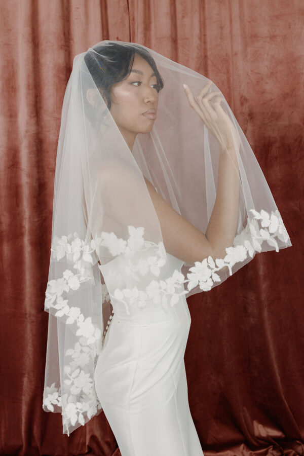 Tessa Floral Lace Blusher Veil