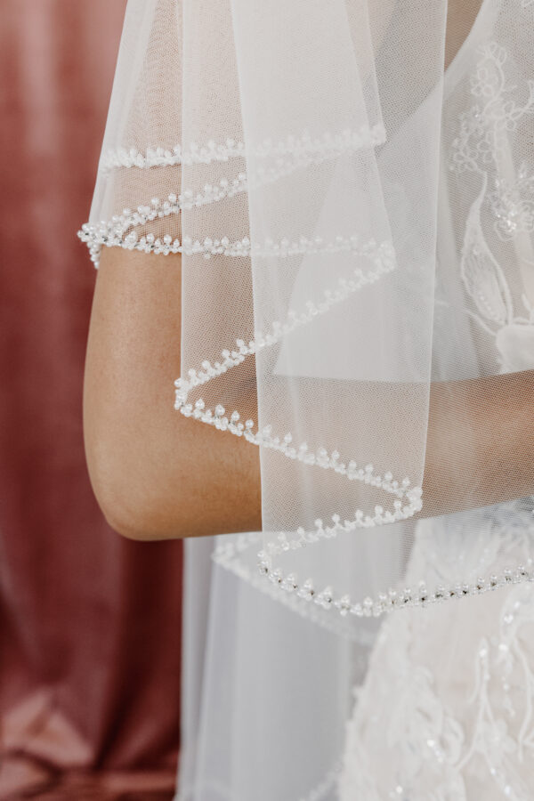 Hand-Beaded Edge Blusher Veil - Image 3