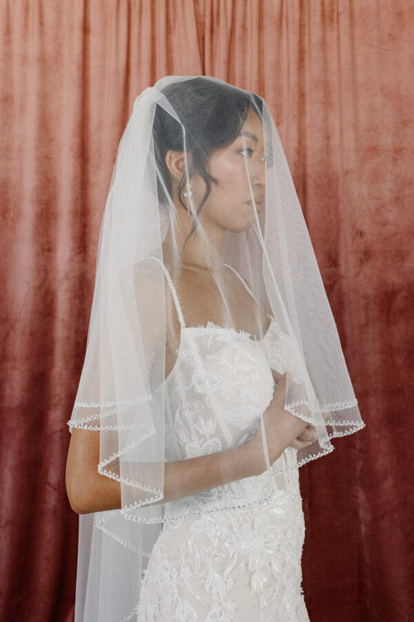 Hand-Beaded Edge Blusher Veil - Image 2