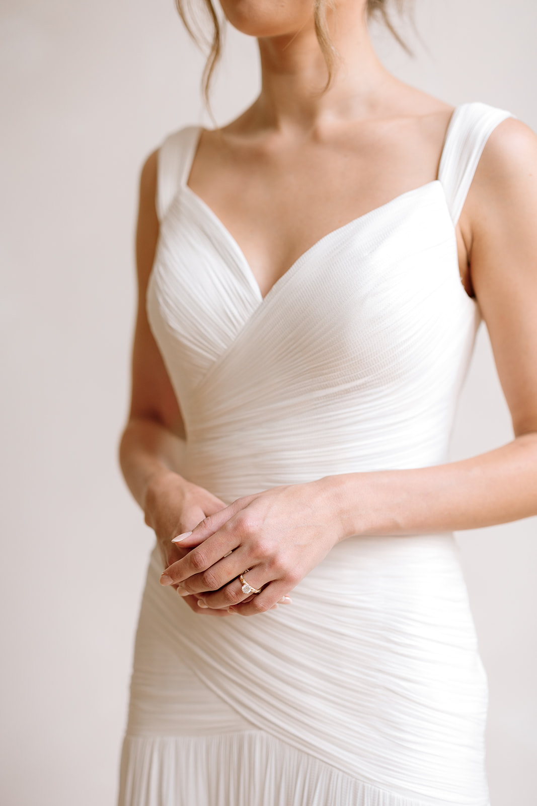 silk ruched wedding dress