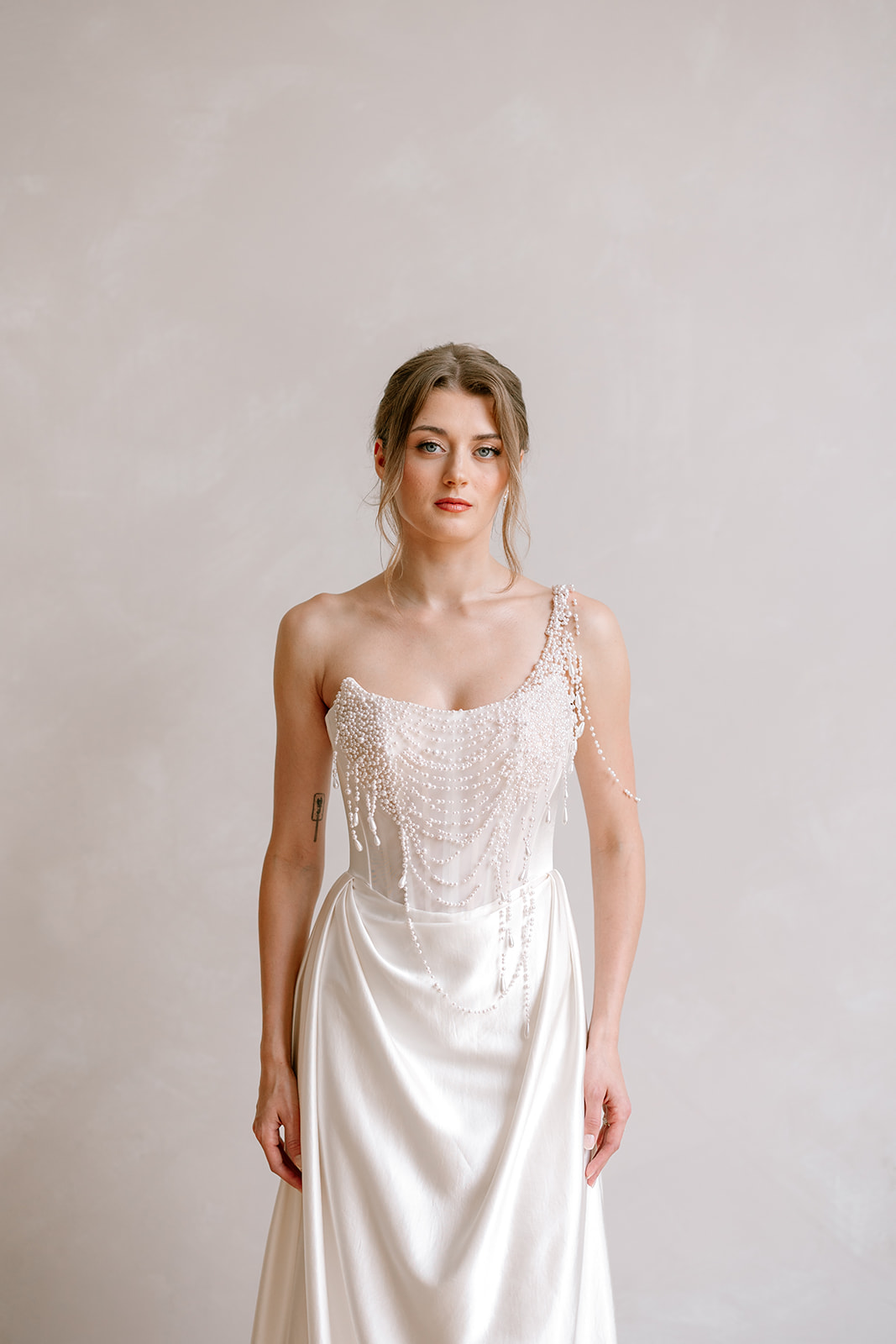 hand beaded pearl wedding dress