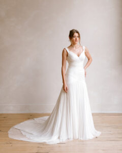 silk ruched wedding dress