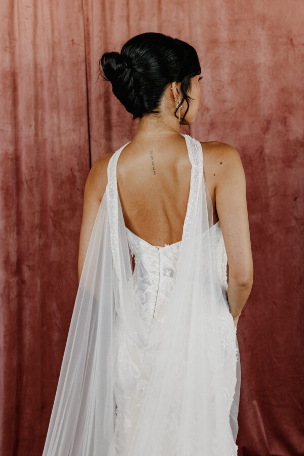 Tulle Bridal Beaded Neck Cape - Image 2