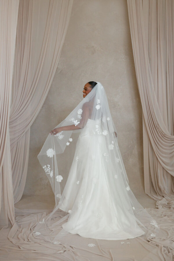 Simone Scattered Lace Blusher Veil