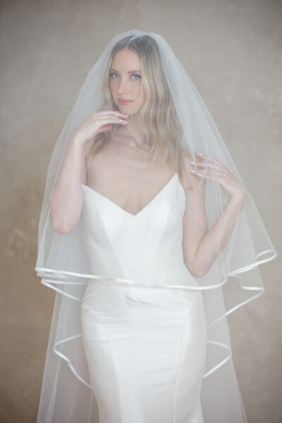 satin edge blusher veil